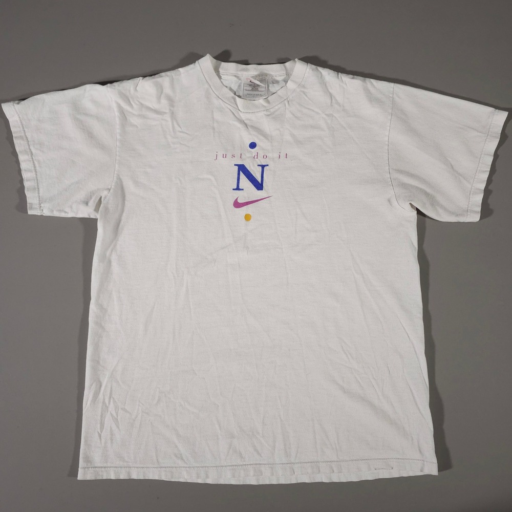 Nike T-Shirt Mens Medium White Vintage 90s Just Do It Graphic USA Made
